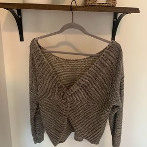 Tie Back Gray Sweater